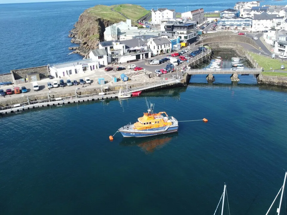 Aerial view of Portrush and its beaches